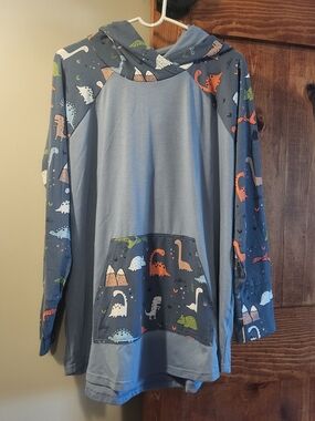 LuLaRoe Blue Dinosaur Print Hoodie